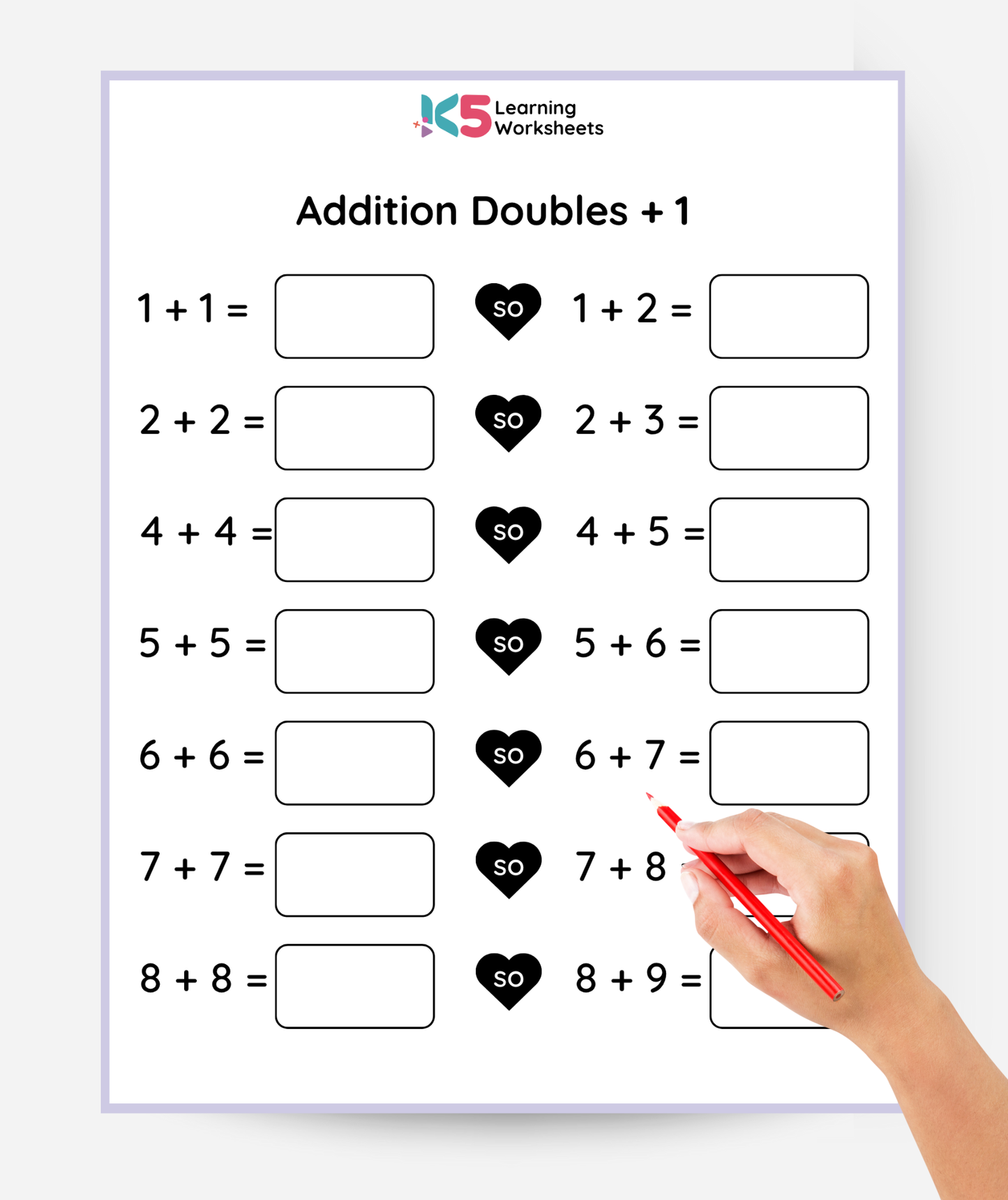 Addition Doubles Practice Worksheets