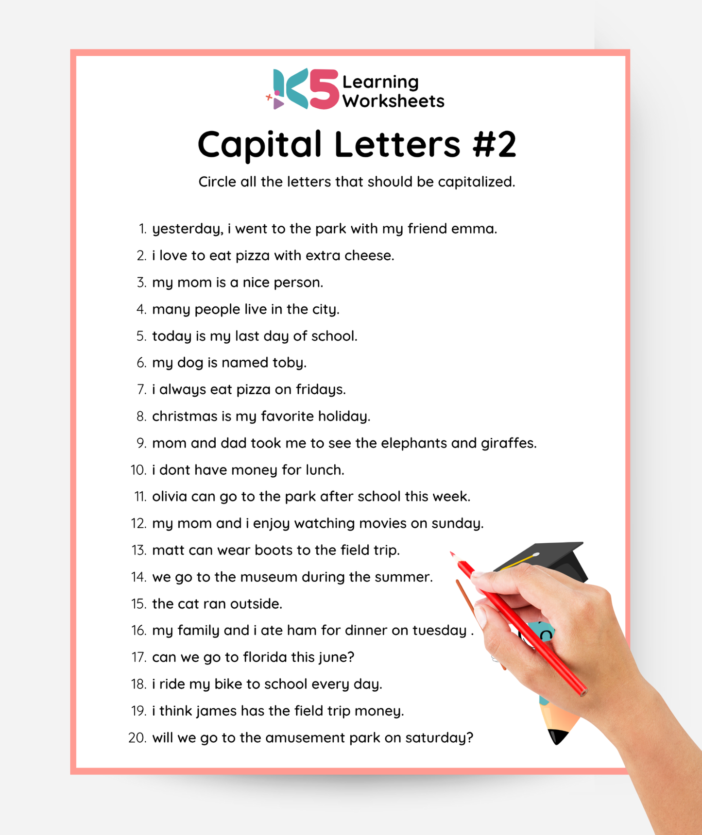 Capitalization Worksheets