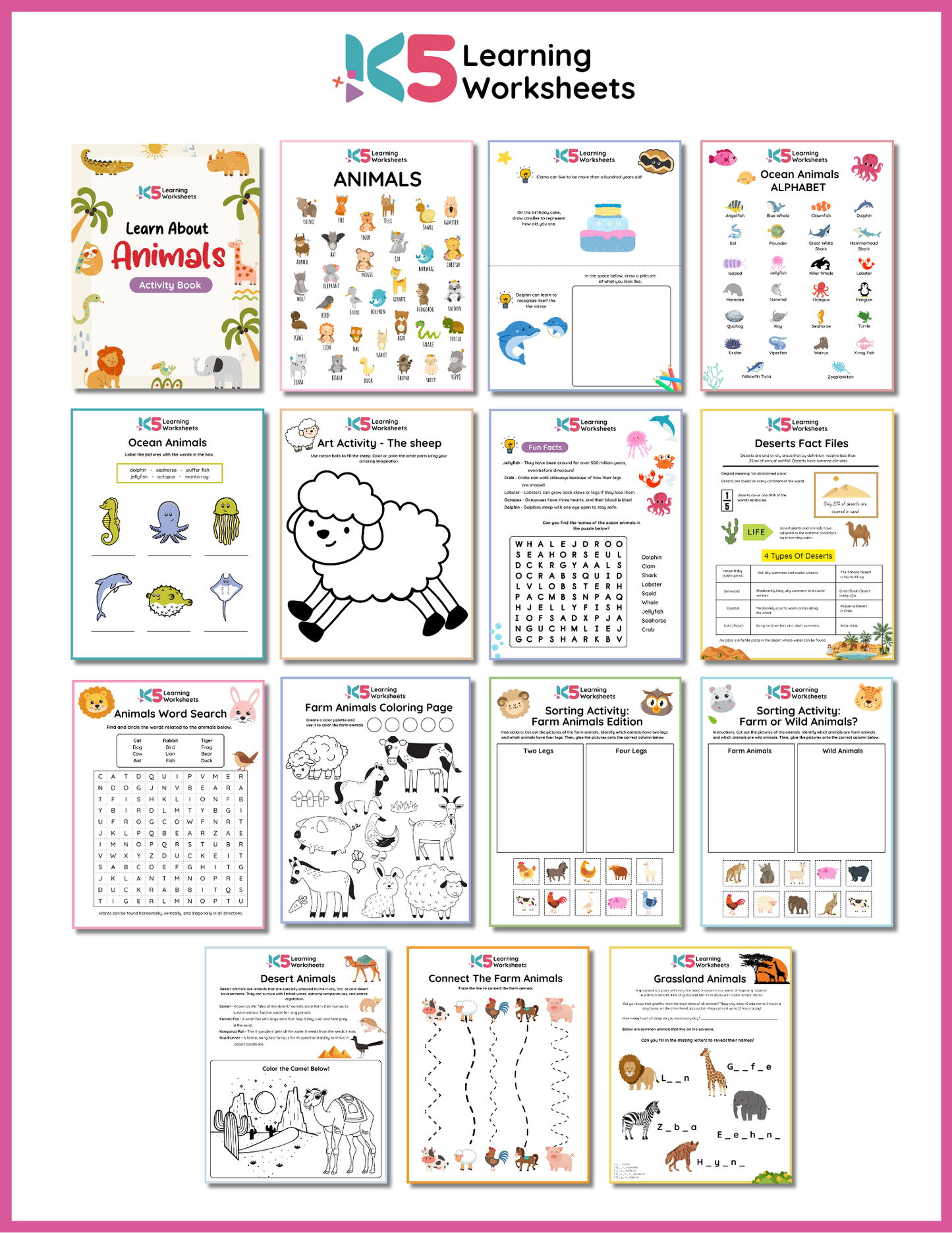 Learn About Animals Activity Book