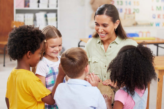 a teacher asking group of kids math triva questions