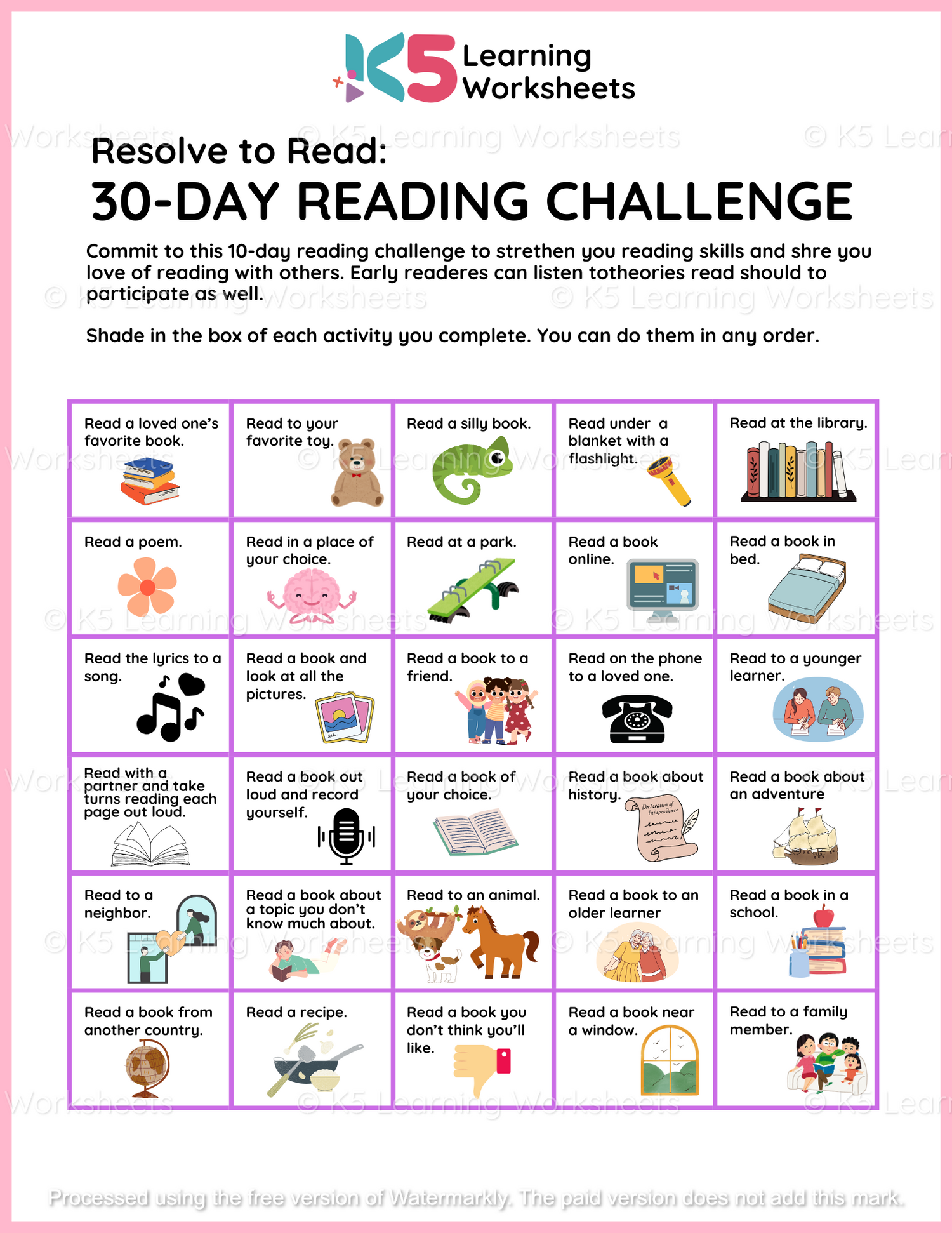 30 Day Reading Challenge