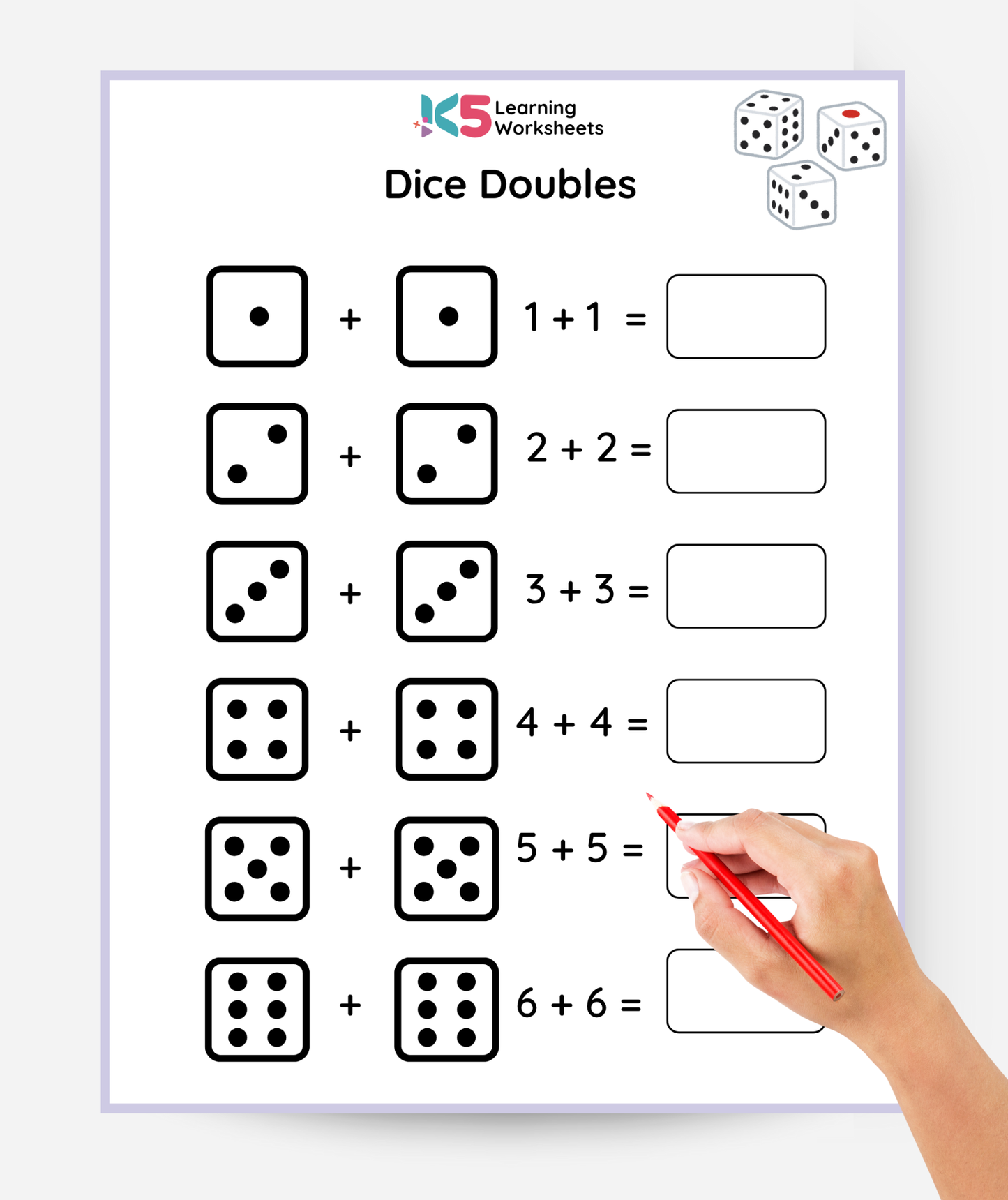 Addition Doubles Practice Worksheets