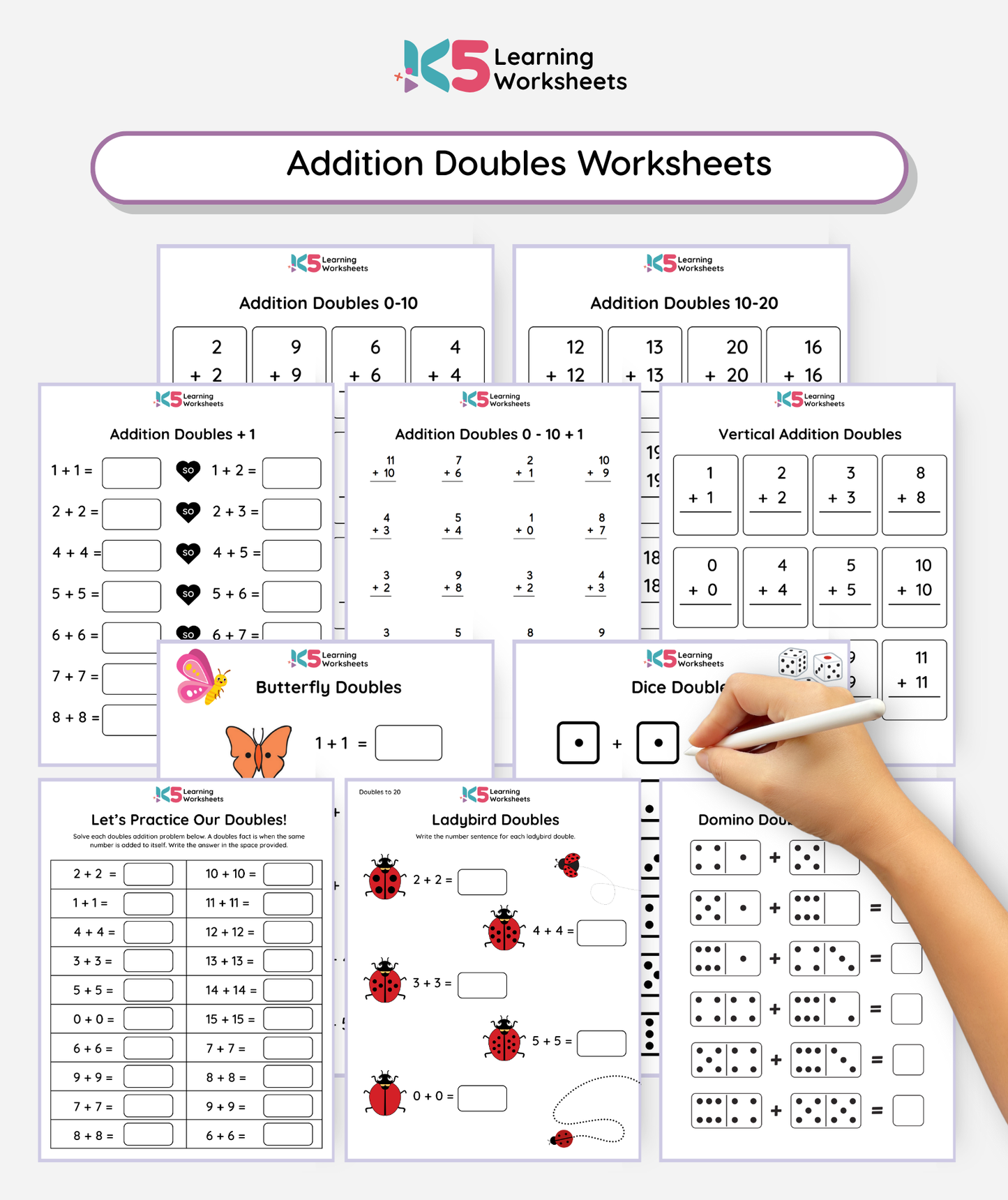 Addition Doubles Practice Worksheets