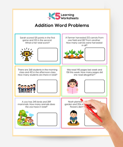 Addition and Subtraction Word Problems Worksheets