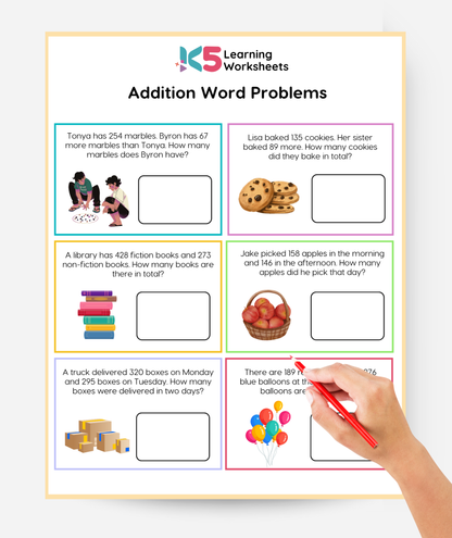 Addition and Subtraction Word Problems Worksheets