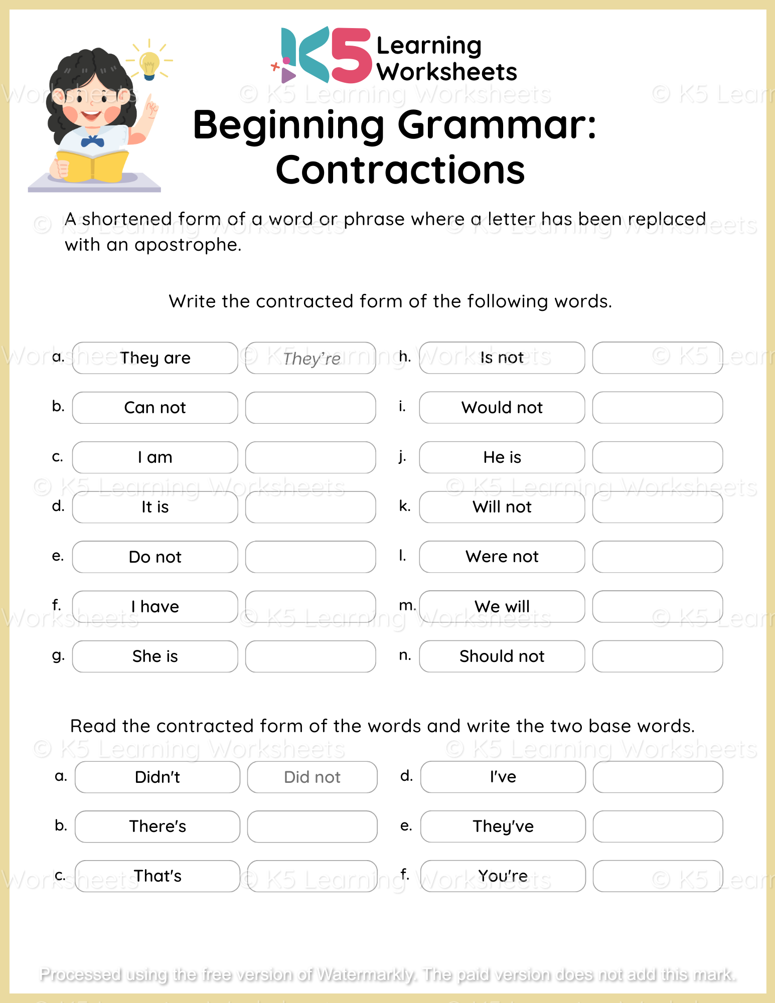 Beginning Grammar: Contractions