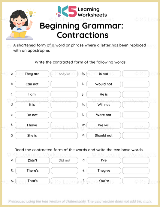 Beginning Grammar: Contractions