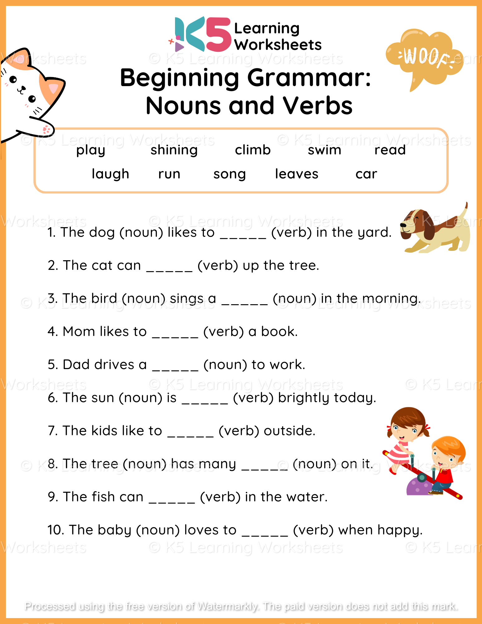 Beginning Grammar Nouns and Verbs