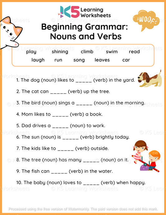 Beginning Grammar Nouns and Verbs