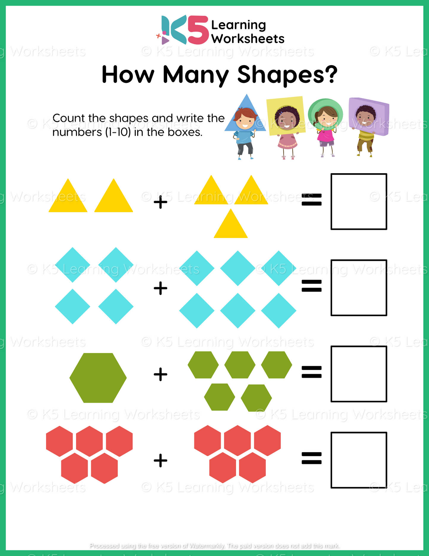 How Many Shapes? Math Worksheets