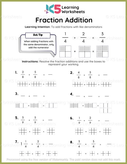 Math Fraction Addition