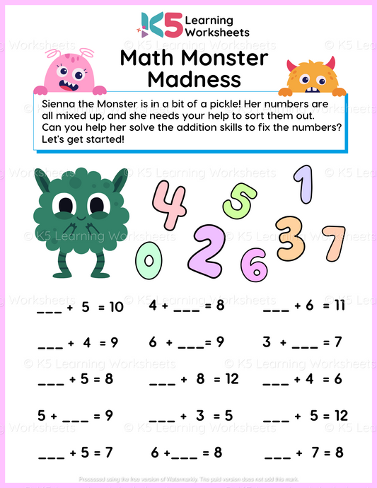 Math Monster Madness