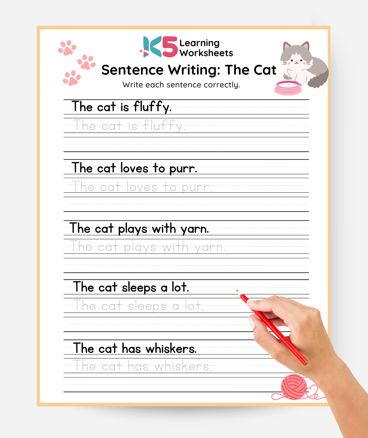 Sentence Writing Worksheet