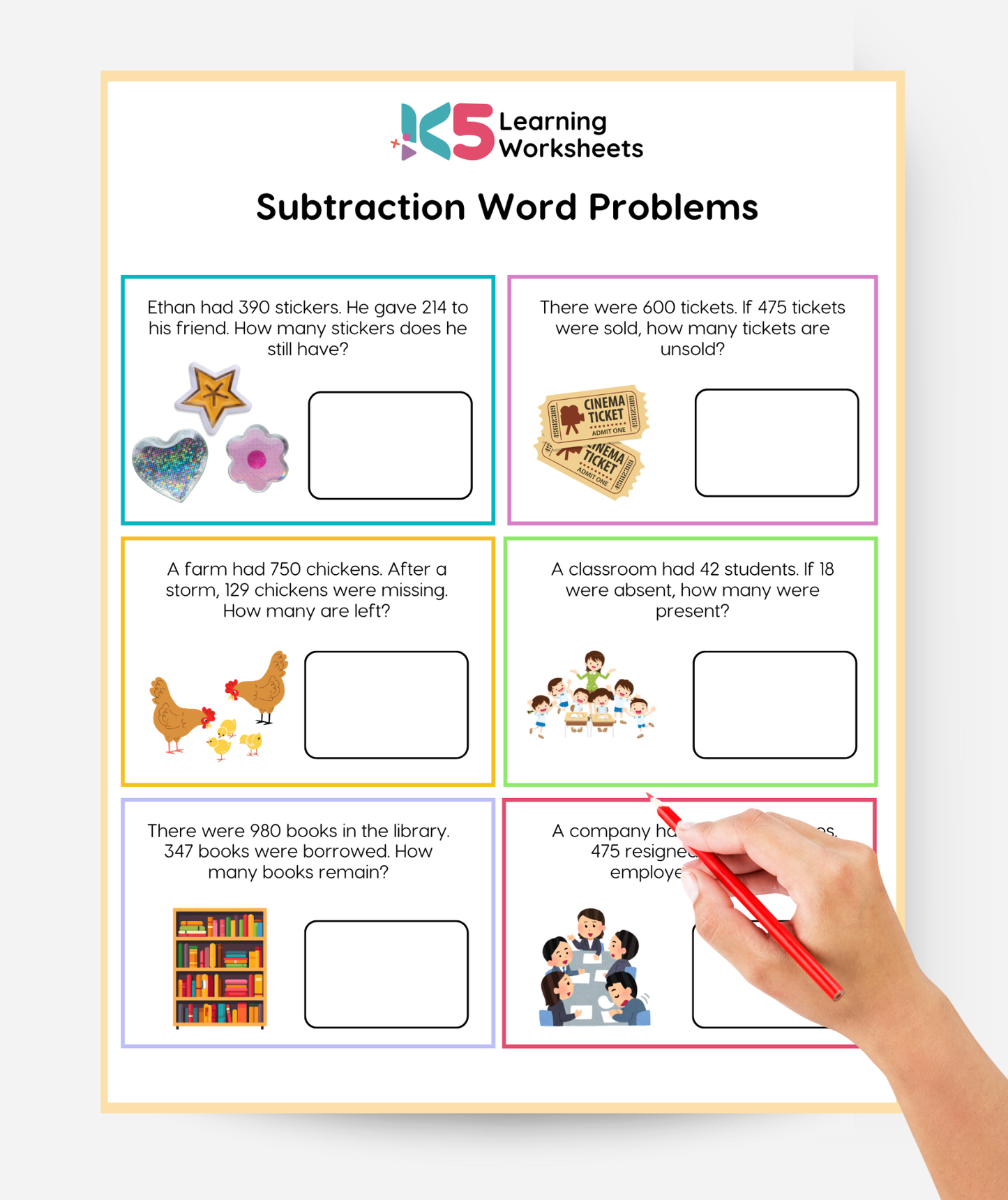 Addition and Subtraction Word Problems Worksheets