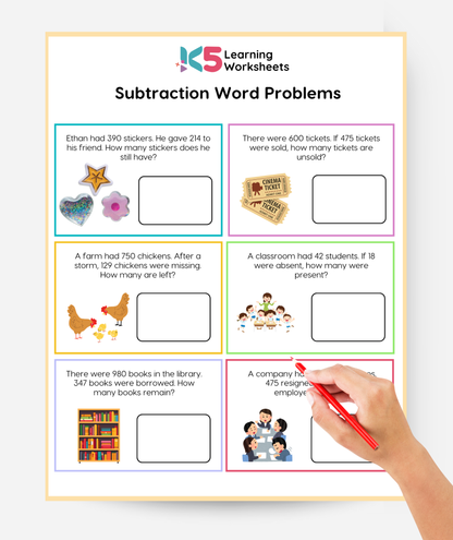 Addition and Subtraction Word Problems Worksheets