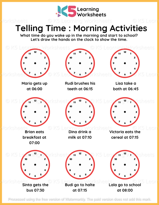 Telling The Time: Morning Activities