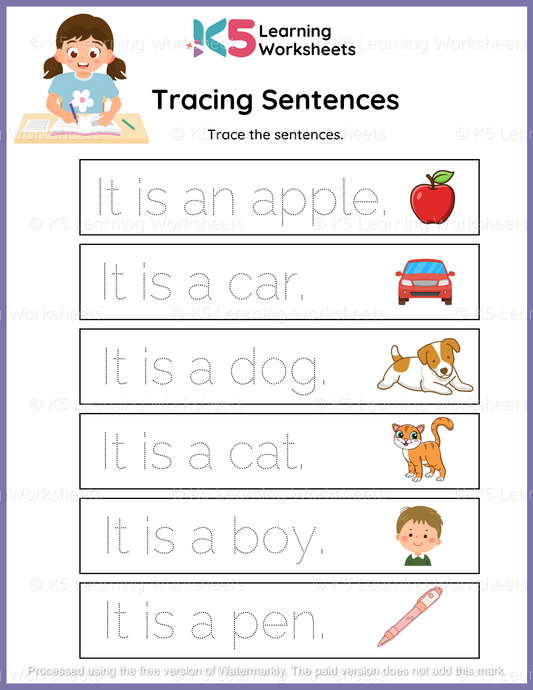 Basic Tracing Sentences #1