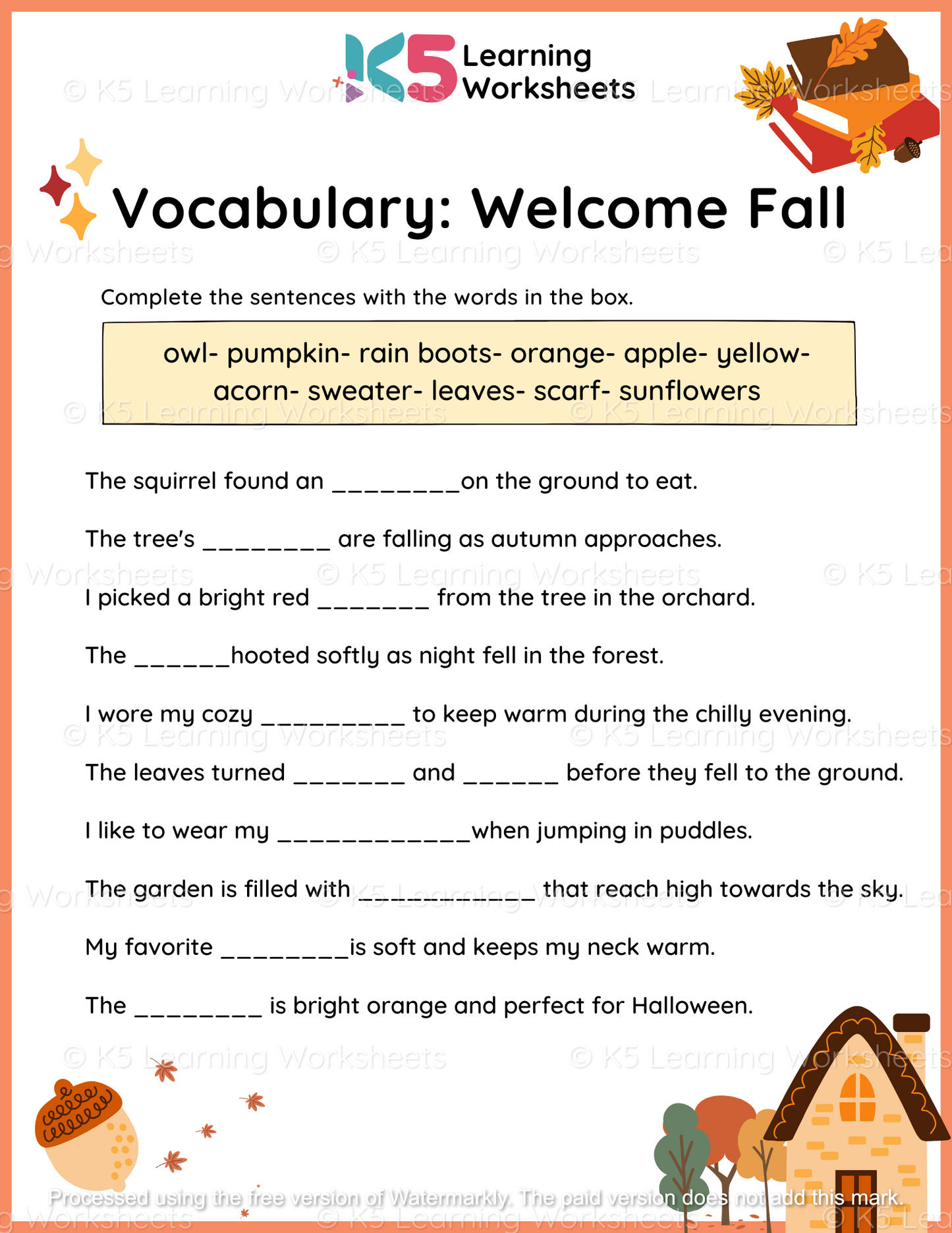 Welcome Fall Thanksgiving Words